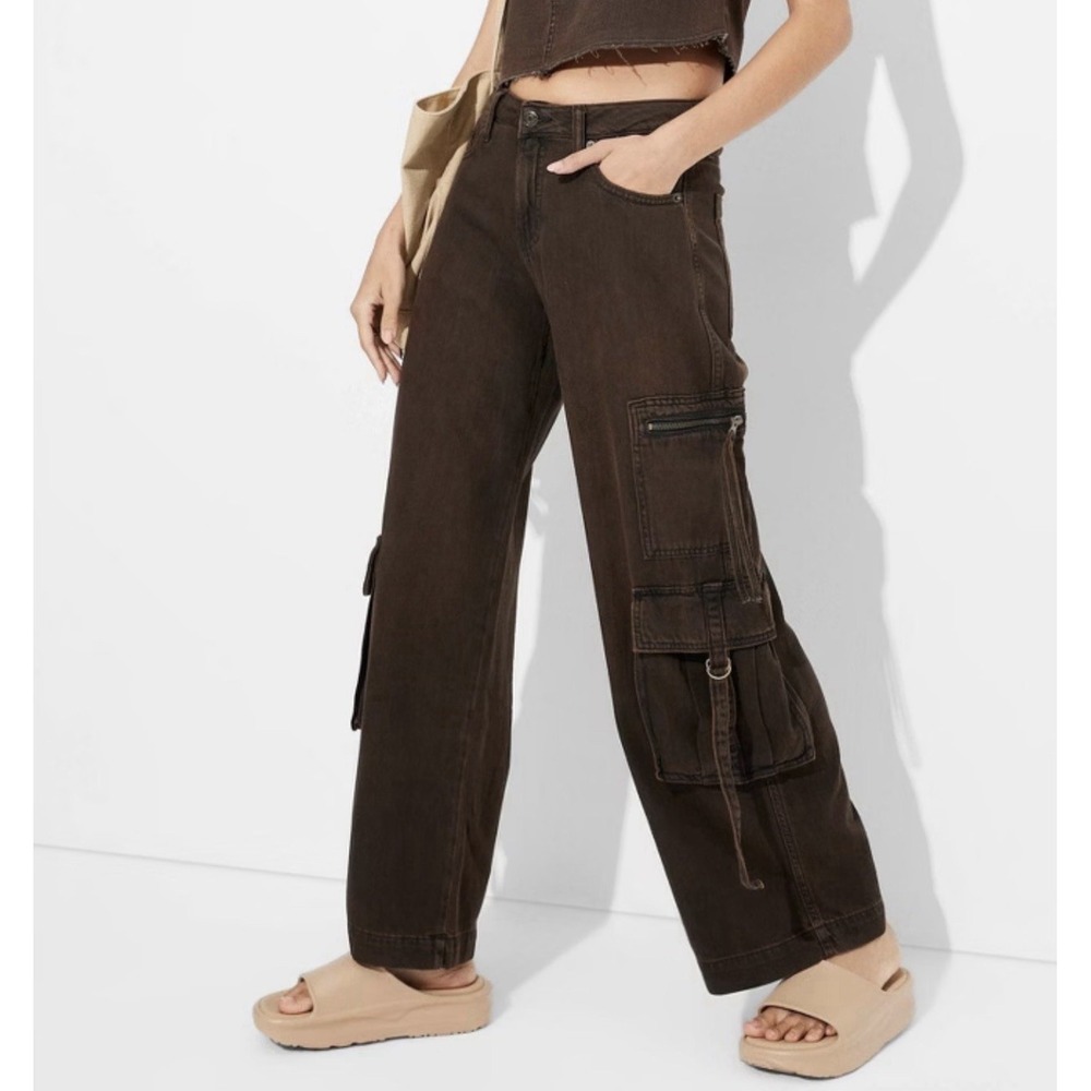 Baggy Pants Wide Leg Cargo Jeans‎ Brown Skate Grunge Streetwear Gorpcore Y2K 90s